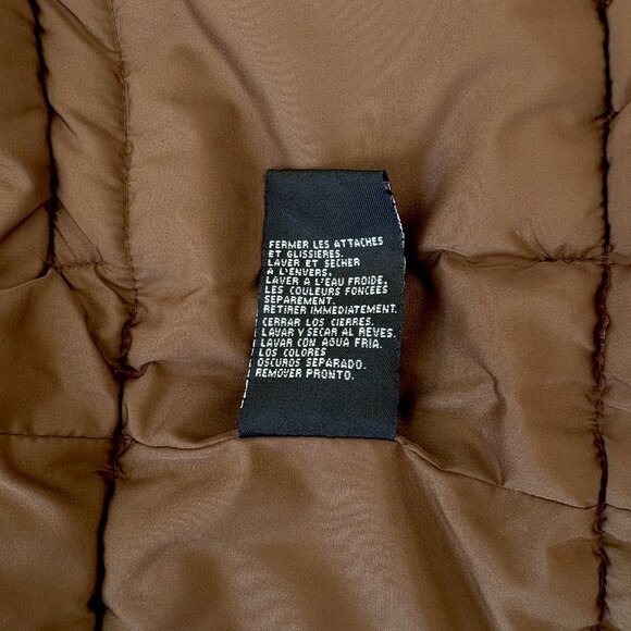 Tommy Jeans Vintage Brown Padded Vest Faux Fur Hood Removable Size S - Picture 15 of 15